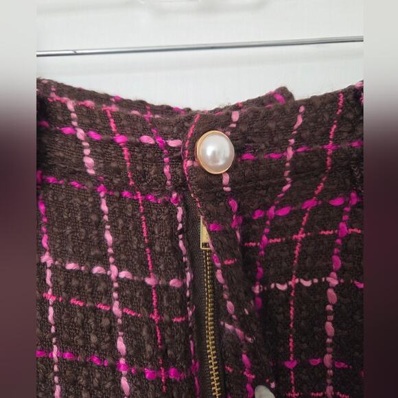 Majorelle Brown Pink Tweed Pants Gold and Pearl Button Xsmall NWT - Picture 6 of 9